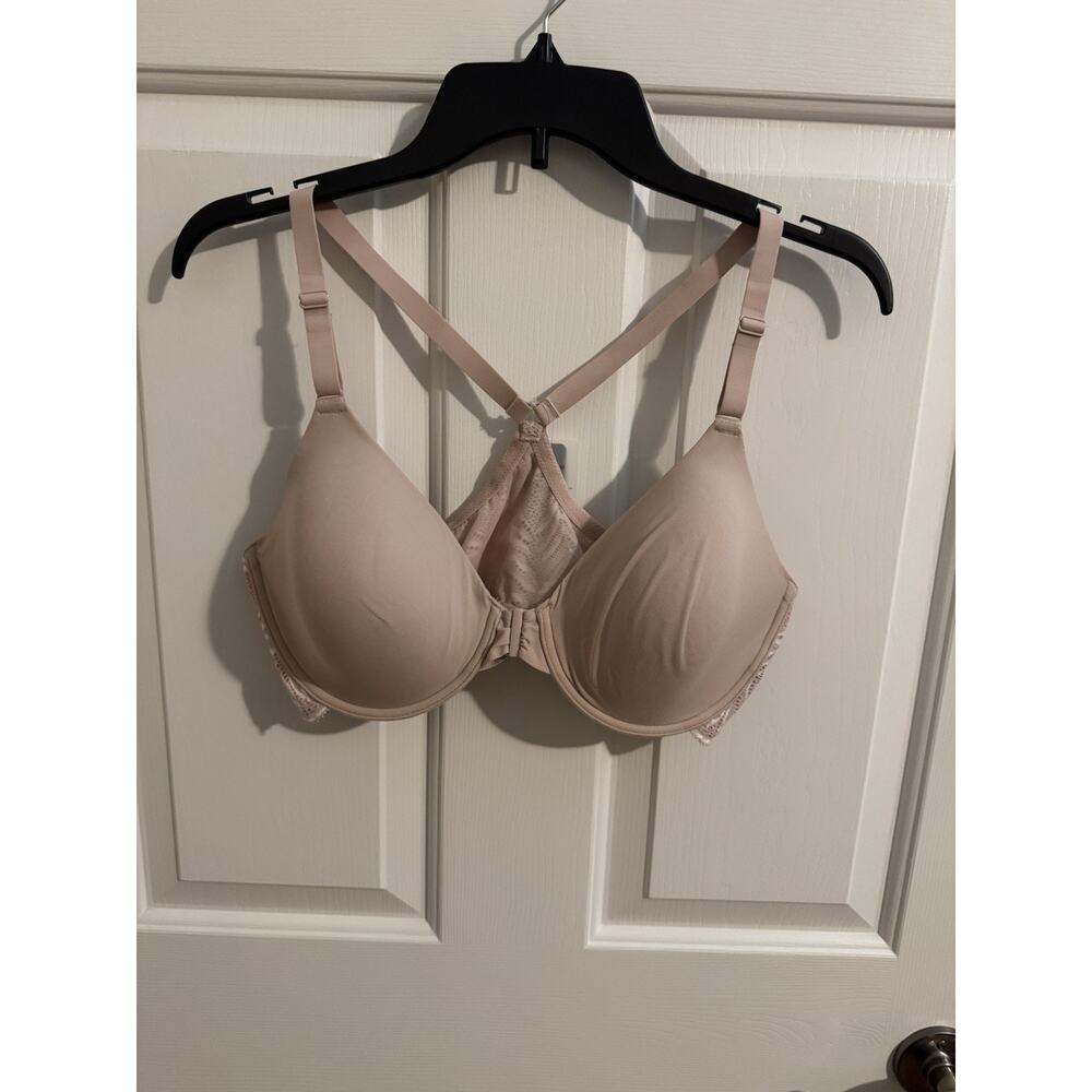 Natori New Lush Front Closure Contour Underwire Lace Back Bra Rose White 38D